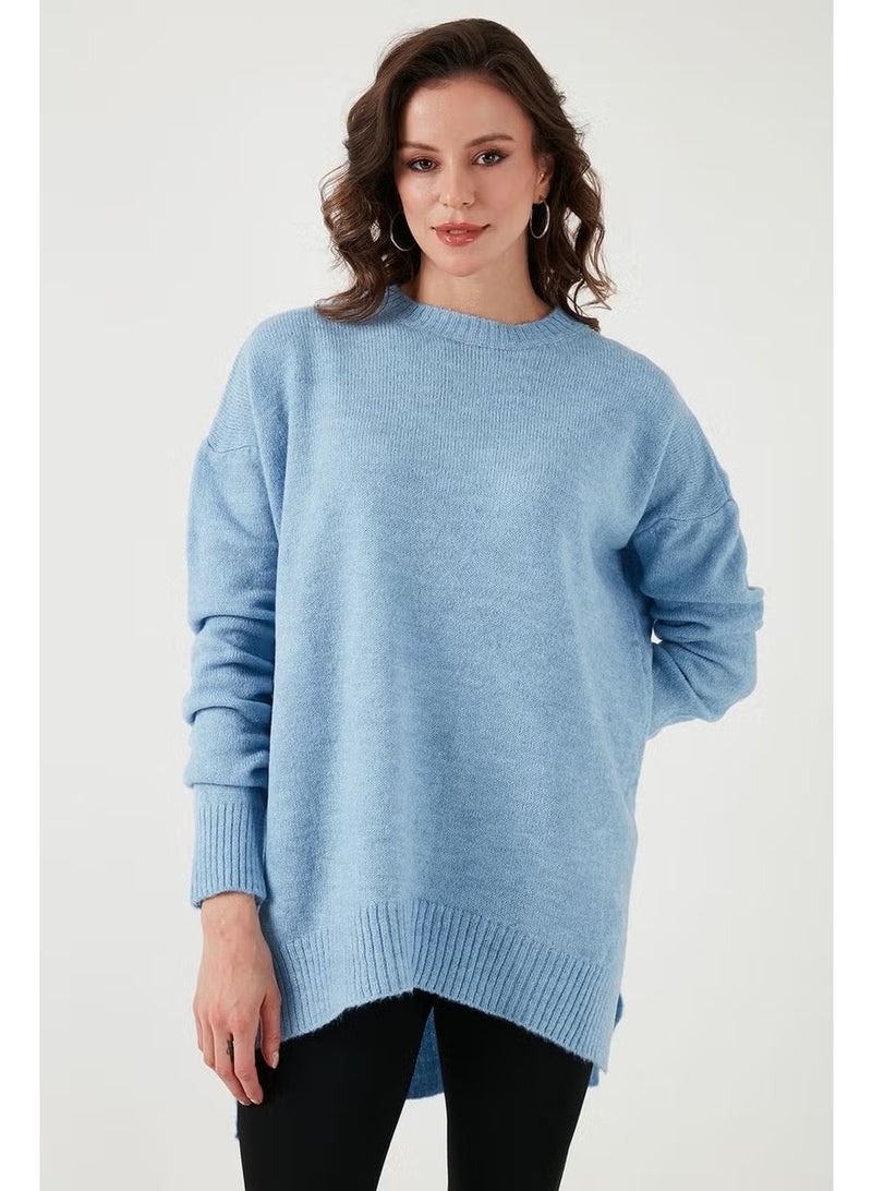 Lela Casual Cut Slit Detailed Crew Neck Sweater Women's Sweater 4616142Y - Image 5